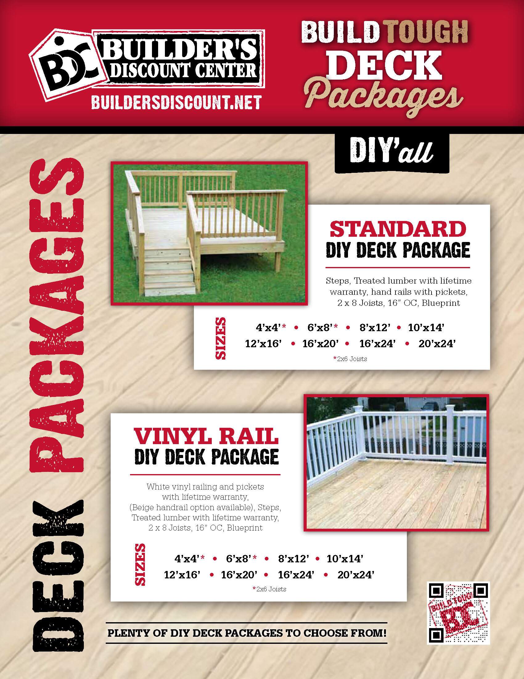 builders discount center deck packages flyer 2 pictures of decks