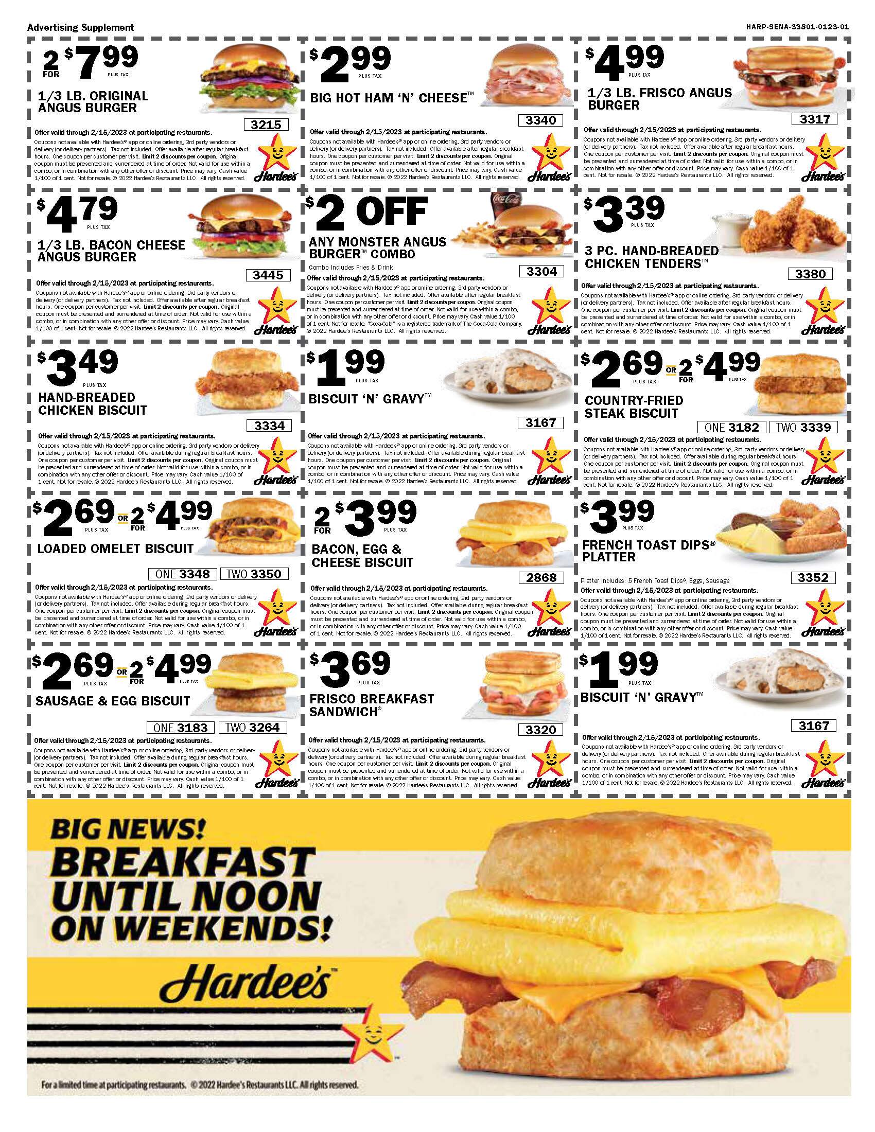 hardee's coupon inserts for newspapers
