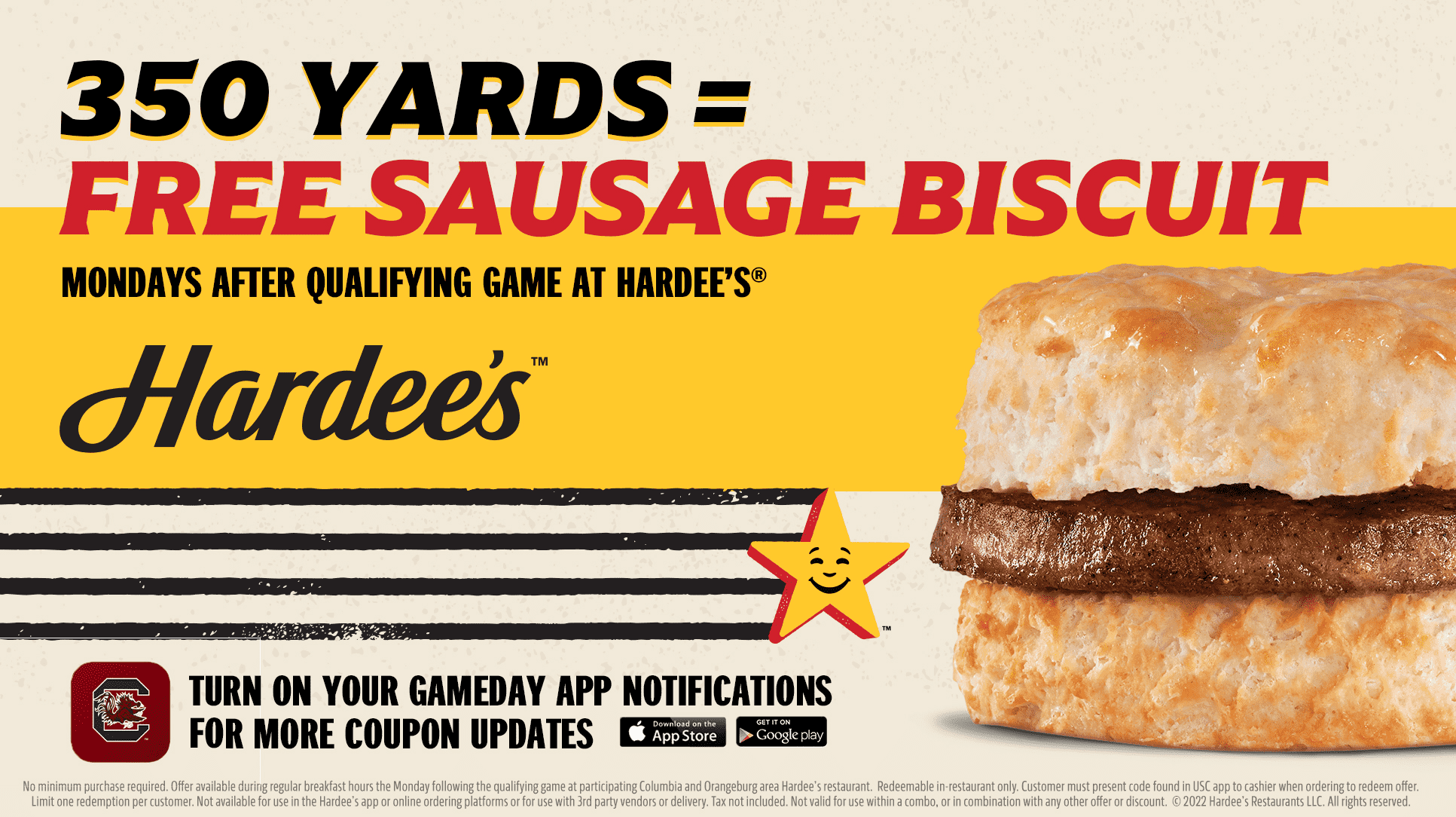 hardee;s print ad with a sausage biscuit
