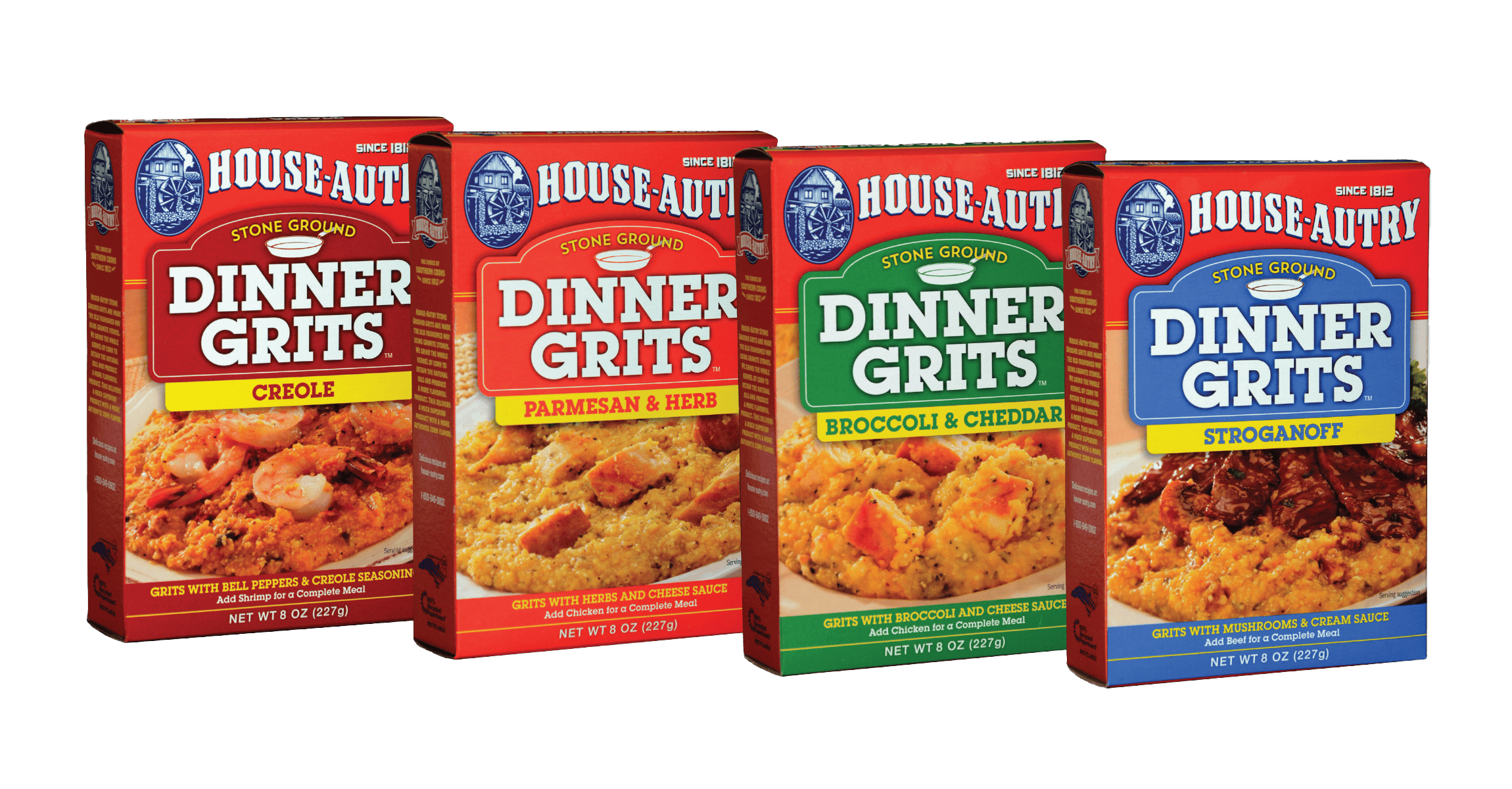 4 boxes of different flavors of grits