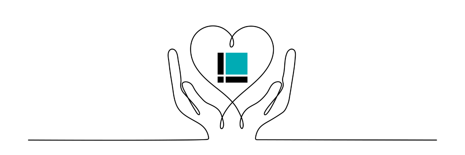 graphic hands holding an open heart with lewis advertising icon in the center of the heart